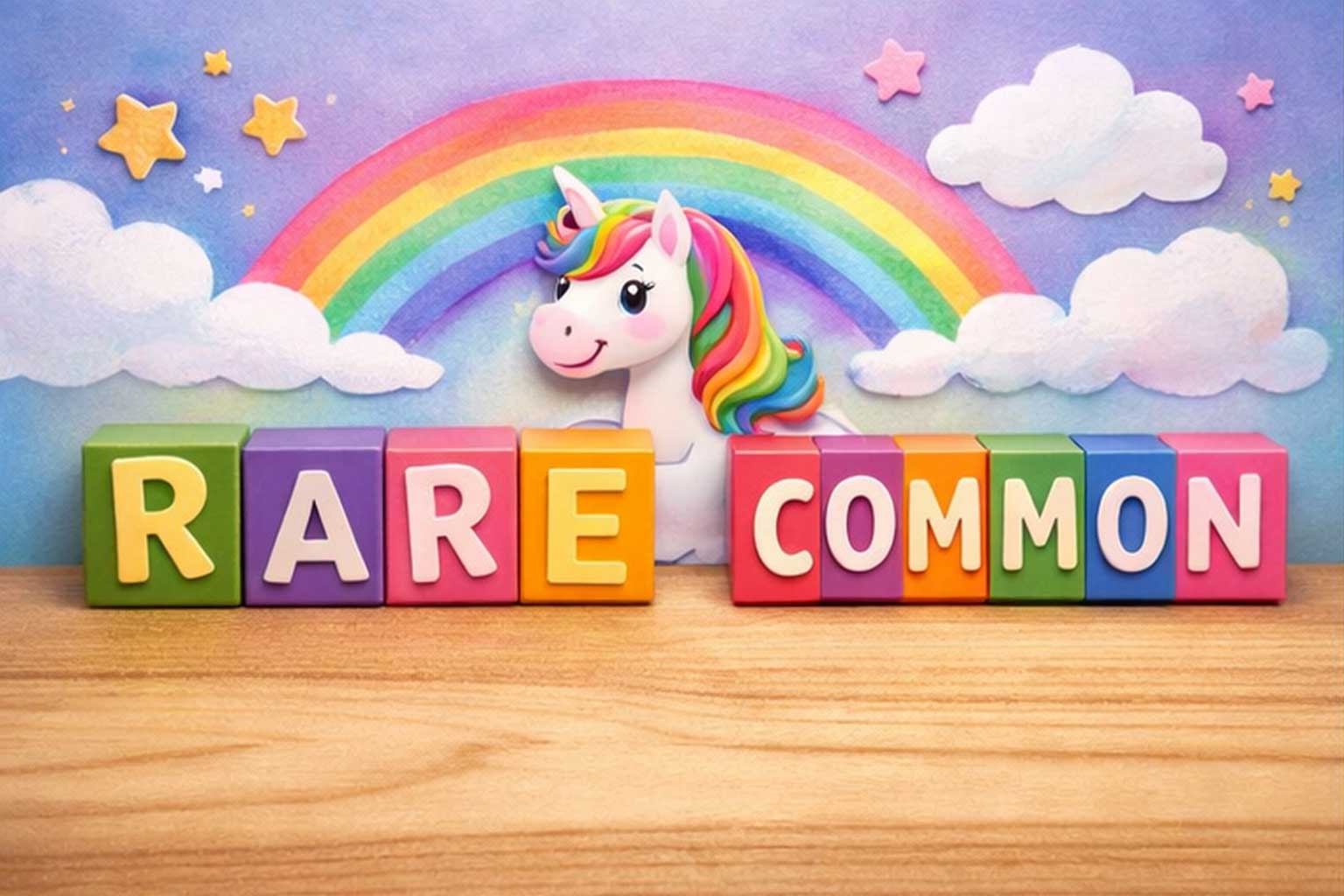 Unicorn themed rare and common name blocks image