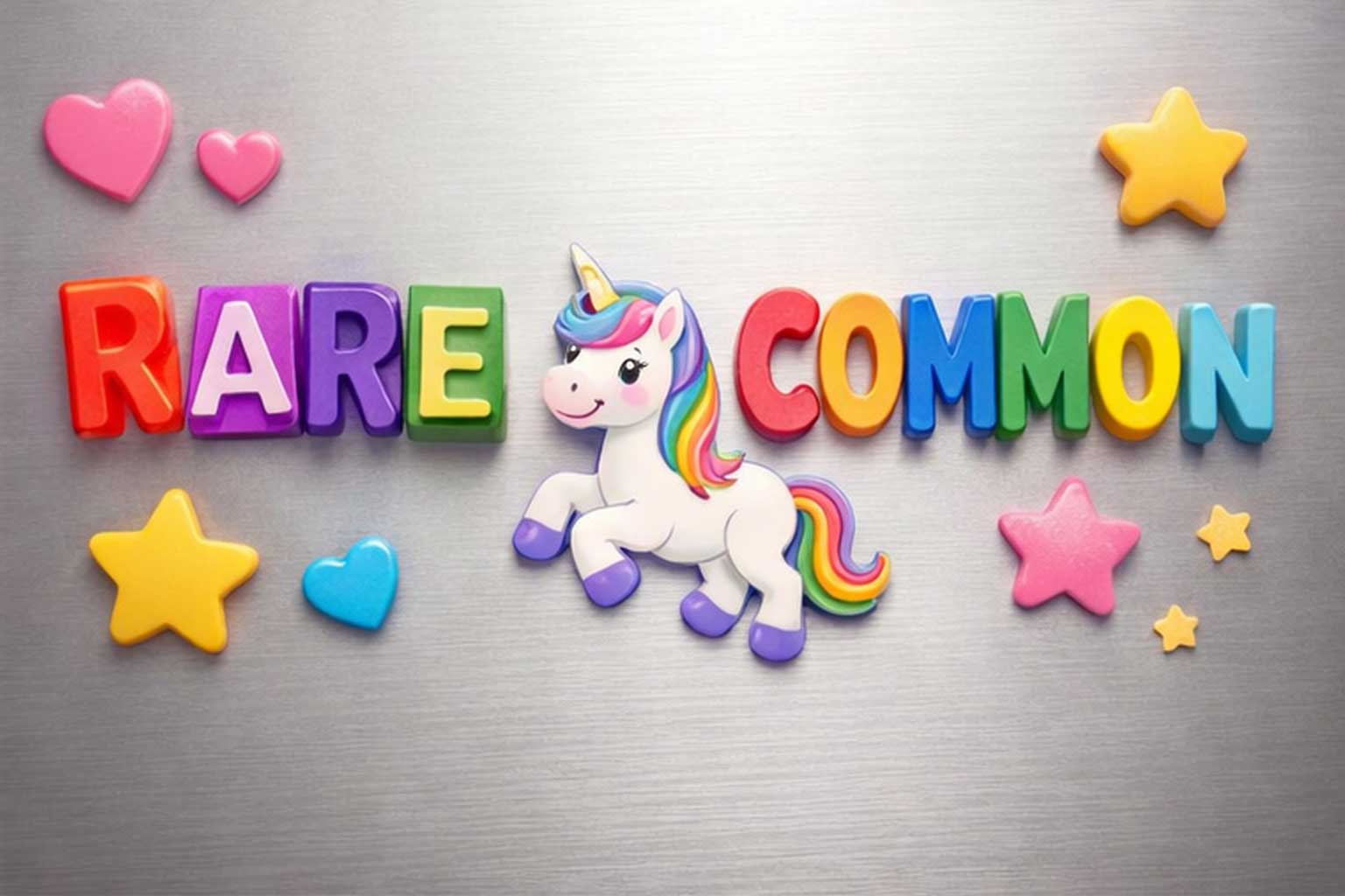 Unicorn themed rare and common name fridge magnet letters