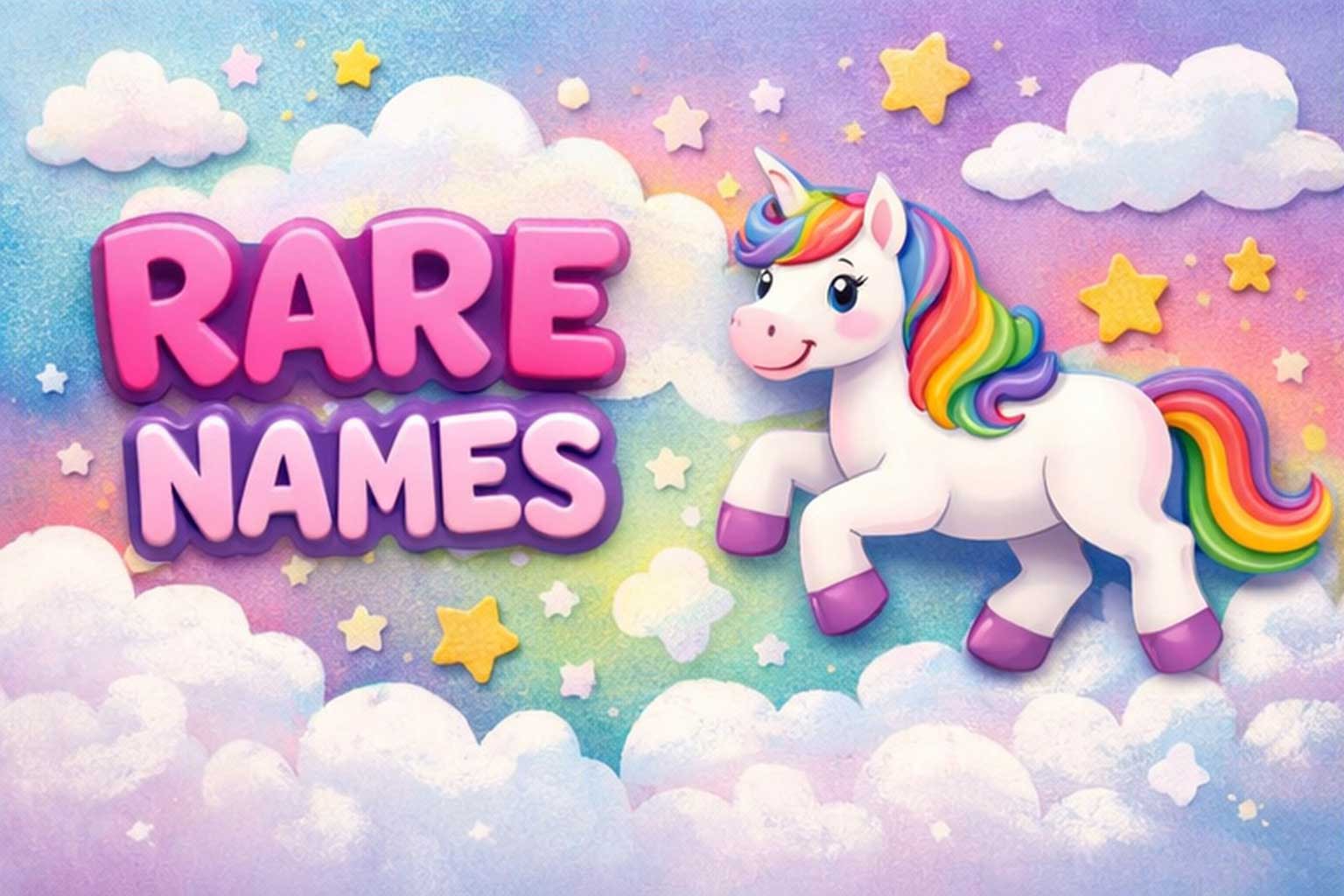 Unicorn themed rare names and common names illustration