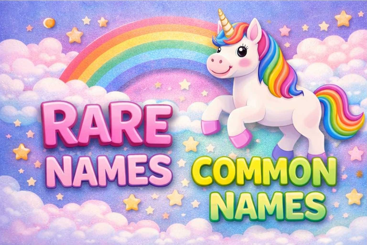 Playful unicorn with rare and common names image